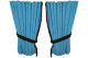 Fönstergardiner i mockalook 4-delade, med fransar ljusblå brun Längd 95 cm