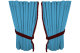 Suede look truck window curtains 4 pieces, with fringes light blue bordeaux Length 95 cm