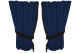 Suede look truck window curtains 4 pieces, with fringes dark blue brown Length 95 cm