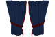 Suede look truck window curtains 4 pieces, with fringes dark blue bordeaux Length 95 cm