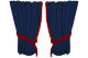 Suede look truck window curtains 4 pieces, with fringes dark blue red Length 110 cm