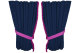 Wildlederoptik Lkw Scheibengardinen 4 teilig, mit Fransen dunkelblau pink Länge 110 cm
