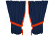 Suede look truck window curtains 4 pieces, with fringes dark blue orange Length 95 cm