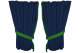 Suede look truck window curtains 4 pieces, with fringes dark blue green Length 95 cm