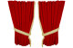 Suede look truck window curtains 4 pieces, with fringes red beige Length 110 cm