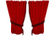 Suede look truck window curtains 4 pieces, with fringes red bordeaux Length 95 cm
