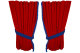 Suede look truck window curtains 4 pieces, with fringes red blue Length 110 cm