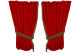 Suede look truck window curtains 4 pieces, with fringes red caramel Length 110 cm