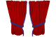 Suede look truck window curtains 4 pieces, with fringes red lilac Length 110 cm