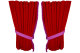 Suede look truck window curtains 4 pieces, with fringes red pink Length 110 cm