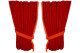 Fönstergardiner i mockalook 4-delade, med fransar röd orange Länge 110 cm