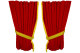 Suede look truck window curtains 4 pieces, with fringes red yellow Length 95 cm