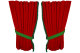 Suede look truck window curtains 4 pieces, with fringes red green Length 110 cm