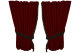 Suede look truck window curtains 4 pieces, with fringes bordeaux brown Length 110 cm