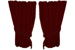 Suede look truck window curtains 4 pieces, with fringes bordeaux bordeaux Length 95 cm