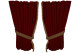 Suede look truck window curtains 4 pieces, with fringes bordeaux caramel Length 95 cm
