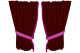 Suede look truck window curtains 4 pieces, with fringes bordeaux pink Length 110 cm
