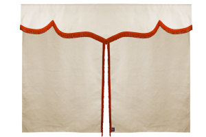 Sänggardin i mockalook med fransar, 3-delad Beige orange Längd 149 cm