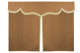 Sänggardin i mockalook med fransar, 3-delad Karamell Beige Längd 149 cm