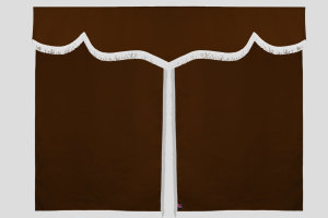 Tenda da letto 3 pezzi in simil-camoscio, con frange grizzly bianco Lunghezza 149 cm