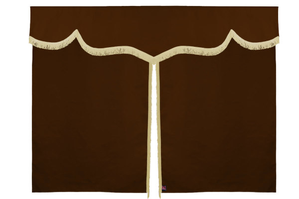 Sänggardin i mockalook med fransar, 3-delad Grizzly Beige Längd 149 cm