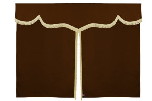Tenda da letto 3 pezzi in simil-camoscio, con frange grizzly beige Lunghezza 179 cm