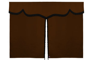 Wildlederoptik Lkw Bettgardine 3 teilig, mit Fransen grizzly schwarz Länge 149 cm