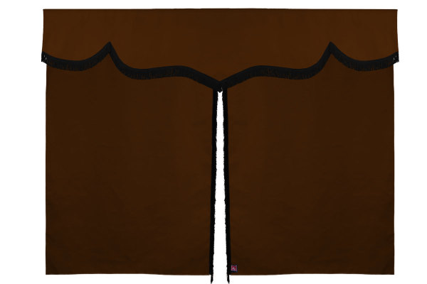 Wildlederoptik Lkw Bettgardine 3 teilig, mit Fransen grizzly schwarz Länge 179 cm