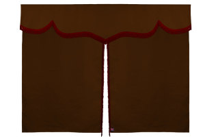 Suede look truck bed curtain 3-piece, with fringes grizzly bordeaux Length 149 cm