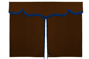 Wildlederoptik Lkw Bettgardine 3 teilig, mit Fransen grizzly blau Länge 149 cm