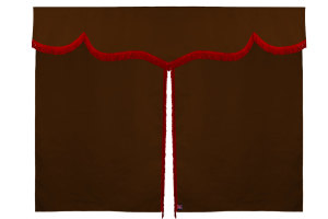 Sänggardin i mockalook med fransar, 3-delad Grizzly röd Längd 149 cm