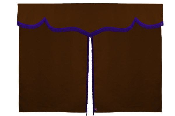 Sänggardin i mockalook med fransar, 3-delad Grizzly syren Längd 149 cm