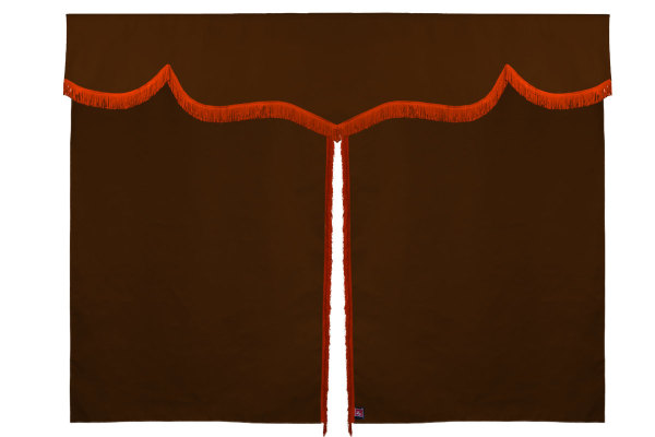 Wildlederoptik Lkw Bettgardine 3 teilig, mit Fransen grizzly orange Länge 149 cm