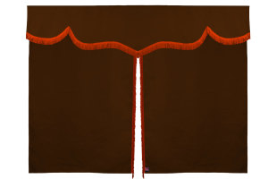 Sänggardin i mockalook med fransar, 3-delad Grizzly orange Längd 149 cm