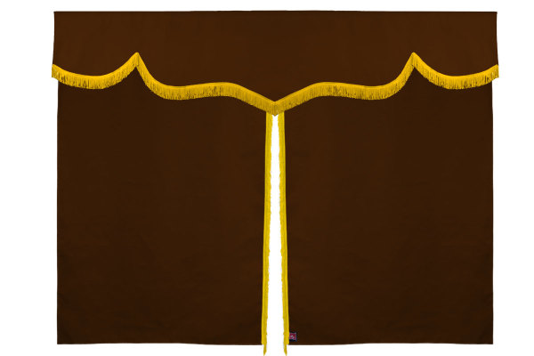 Tenda da letto 3 pezzi in simil-camoscio, con frange grizzly giallo Lunghezza 149 cm