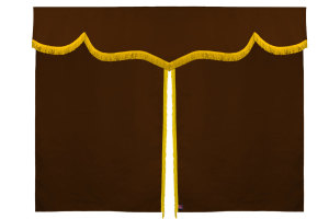 Wildlederoptik Lkw Bettgardine 3 teilig, mit Fransen grizzly gelb Länge 149 cm