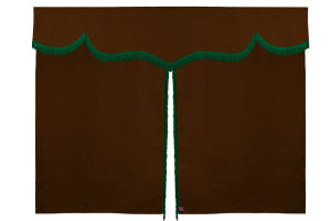 Sänggardin i mockalook med fransar, 3-delad Grizzly grön Längd 149 cm