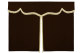 Wildlederoptik Lkw Bettgardine 3 teilig, mit Fransen dunkelbraun beige Länge 149 cm