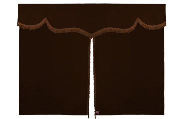 Tenda da letto 3 pezzi in simil-camoscio, con frange marrone scuro marrone Lunghezza 149 cm