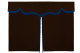 Wildlederoptik Lkw Bettgardine 3 teilig, mit Fransen dunkelbraun blau Länge 149 cm