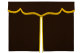Wildlederoptik Lkw Bettgardine 3 teilig, mit Fransen dunkelbraun gelb Länge 149 cm