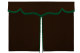 Wildlederoptik Lkw Bettgardine 3 teilig, mit Fransen dunkelbraun grün Länge 149 cm