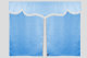 Wildlederoptik Lkw Bettgardine 3 teilig, mit Fransen hellblau weiß Länge 149 cm