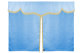 Wildlederoptik Lkw Bettgardine 3 teilig, mit Fransen hellblau beige Länge 149 cm