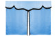 Wildlederoptik Lkw Bettgardine 3 teilig, mit Fransen hellblau schwarz Länge 149 cm