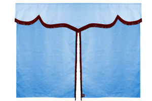 Wildlederoptik Lkw Bettgardine 3 teilig, mit Fransen hellblau bordeaux Länge 149 cm