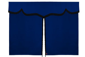 Sänggardin i mockalook med fransar, 3-delad mörkblå svart Längd 179 cm
