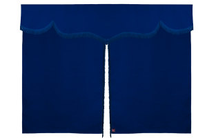 Suede look truck bed curtain 3-piece, with fringes dark blue blue Length 179 cm