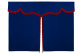Wildlederoptik Lkw Bettgardine 3 teilig, mit Fransen dunkelblau rot Länge 149 cm