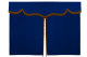 Sänggardin i mockalook med fransar, 3-delad mörkblå Karamell Längd 179 cm